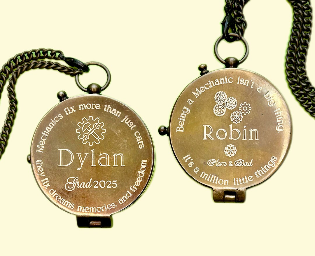 Custom Science Grad Compass, Leather Bag Option, Chain Included - Etsy