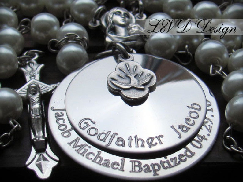 Baptism Gift for Godparents Personalized Rosary Custom Etsy