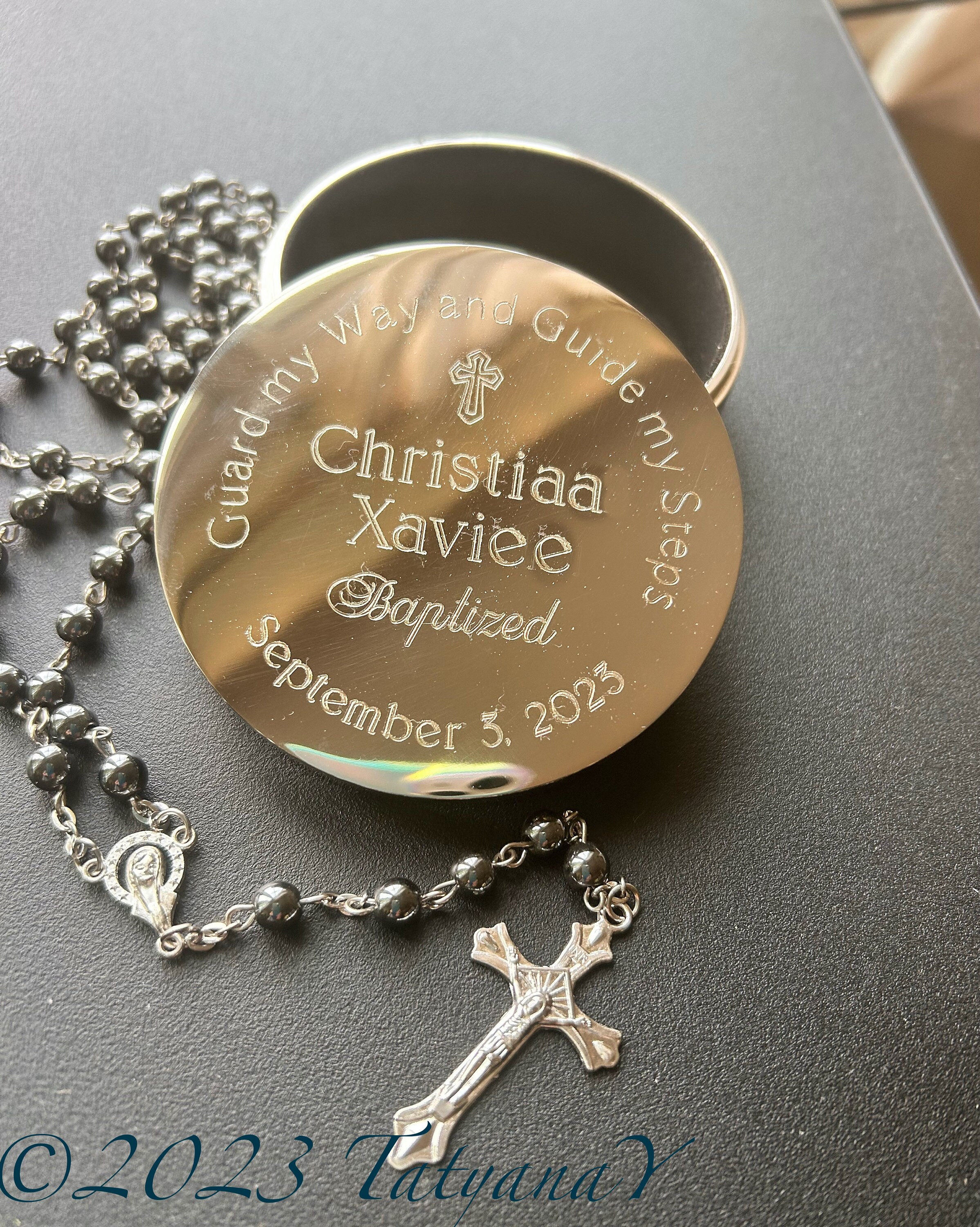 Custom Rosary Box for Baptism, Confirmation, Large 3 Inch Diameter Etsy
