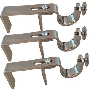 NoNo Bracket - No Drill Curtain Rod Bracket Attachment over Blinds (Set of 3 Satin Nickel)