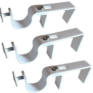 NoNo Bracket - No Drill Curtain Rod Bracket Attachment over Blinds (Set of 3 White)