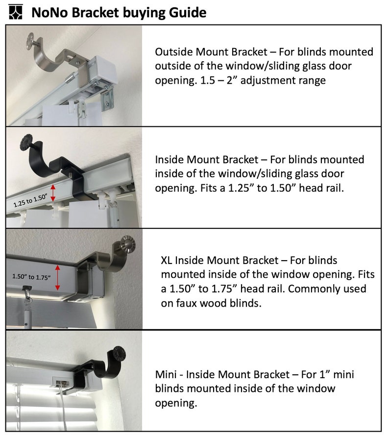 NoNo Bracket Inside Mounted Blinds Curtain Rod Bracket Attachment