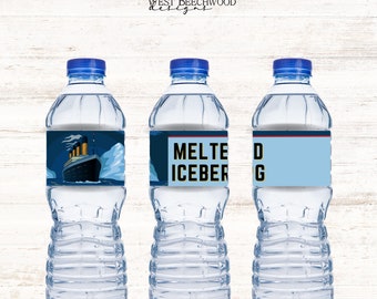 Titanic Birthday Water Bottle Labels - Melted Iceberg (Printable PDF)