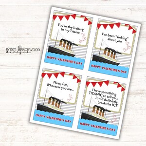 Titanic Class Valentinstag - Druckbares SOFORTIGES DOWNLOAD - Valentinstag - Boot Valentinstag - 4 verschiedene Valentinstage - Drucken, Ausschneiden und Teilen