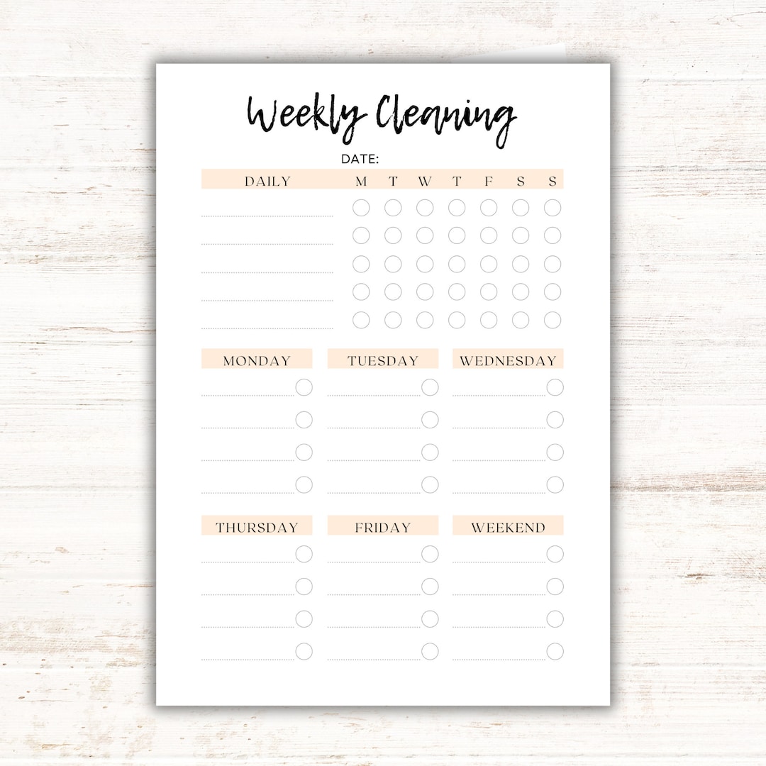 Editable Weekly Cleaning Planner: Home Chore Checklist (digital ...