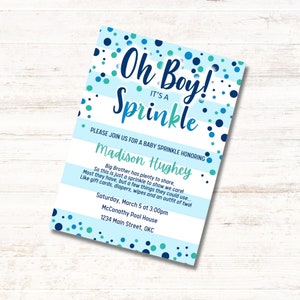 Oh Boy It&#39;s a Sprinkle! Big Brother has plenty to share... INSTANT ACCESS! Edit and download today! Baby Shower Invitation