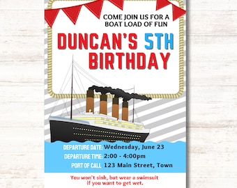 Titanic Birthday Invitation: Editable Boat Party Invite (Digital Download)