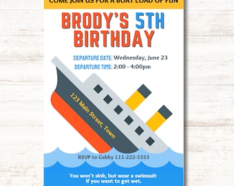 Titanic Birthday Invitation: Editable Boat Party Invite (Digital Download)