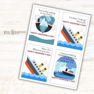 Titanic Class Valentinstag - Druckbares SOFORTIGES DOWNLOAD - Valentinstag - Boot Valentinstag - 4 verschiedene Valentinstage - Drucken, Ausschneiden und Teilen