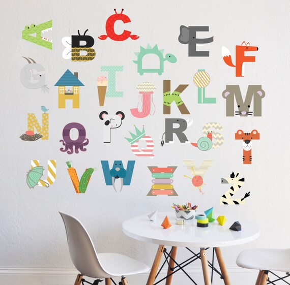 Alphabet Wall Decal Interactive Sticker - Nursery Alphabet Wall Stickers Alphabet Wall Decal Interactive Sticker - Nursery Alphabet Wall Stickers
