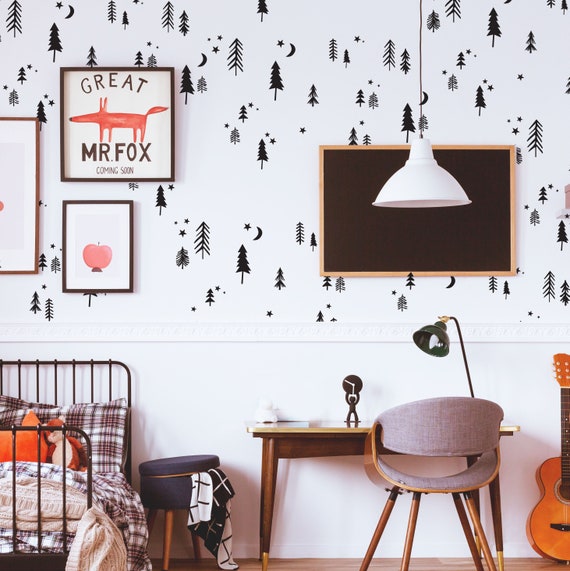 Wall Decal Starry Night Forests Decals WALL DECAL Etsy