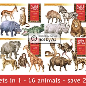 FULL PACK Wild Africa Clipart, Digital Watercolor Illustration, Animals Clip Art, Hand-painted, Safari Stock Illustration, Commercial use