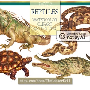 Reptilien Clipart, digitale Aquarell Illustration, Reptilien Clip Art, handbemalt, realistische Lager, kommerzielle Nutzung