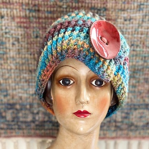 Crochet Cloche Hat: Desert Sunset Ombré, Vintage 1920s Style