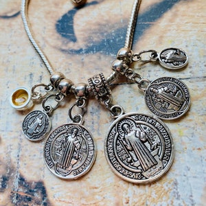 Catholic Saint Medallion Charm Bracelet: Silver Christian Jewelry