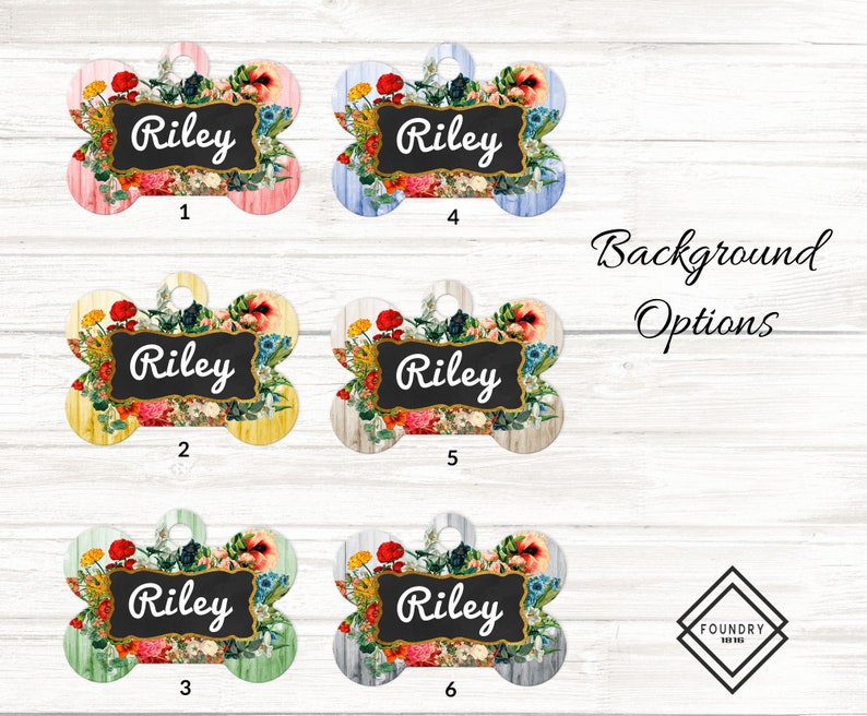 Personalized Dog Name Tag Girl Dog Tag for Dogs Floral Pet Etsy