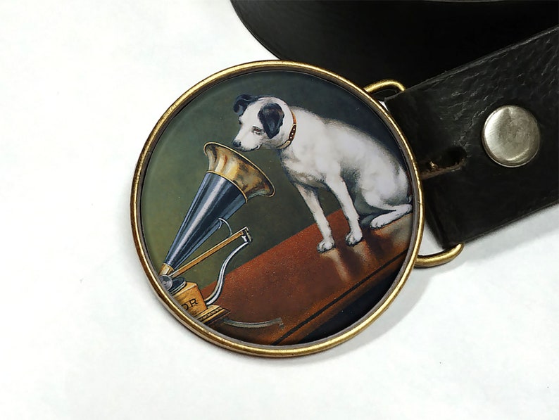 Vintage dog belt buckle Vintage Phonograph belt buckle Buckles for women Buckles for men Gift for her Dog lover gift