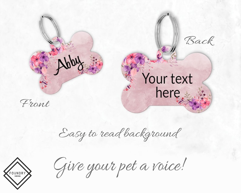Pretty flower dog tags for dogs Summer flower pet tag Cat Etsy