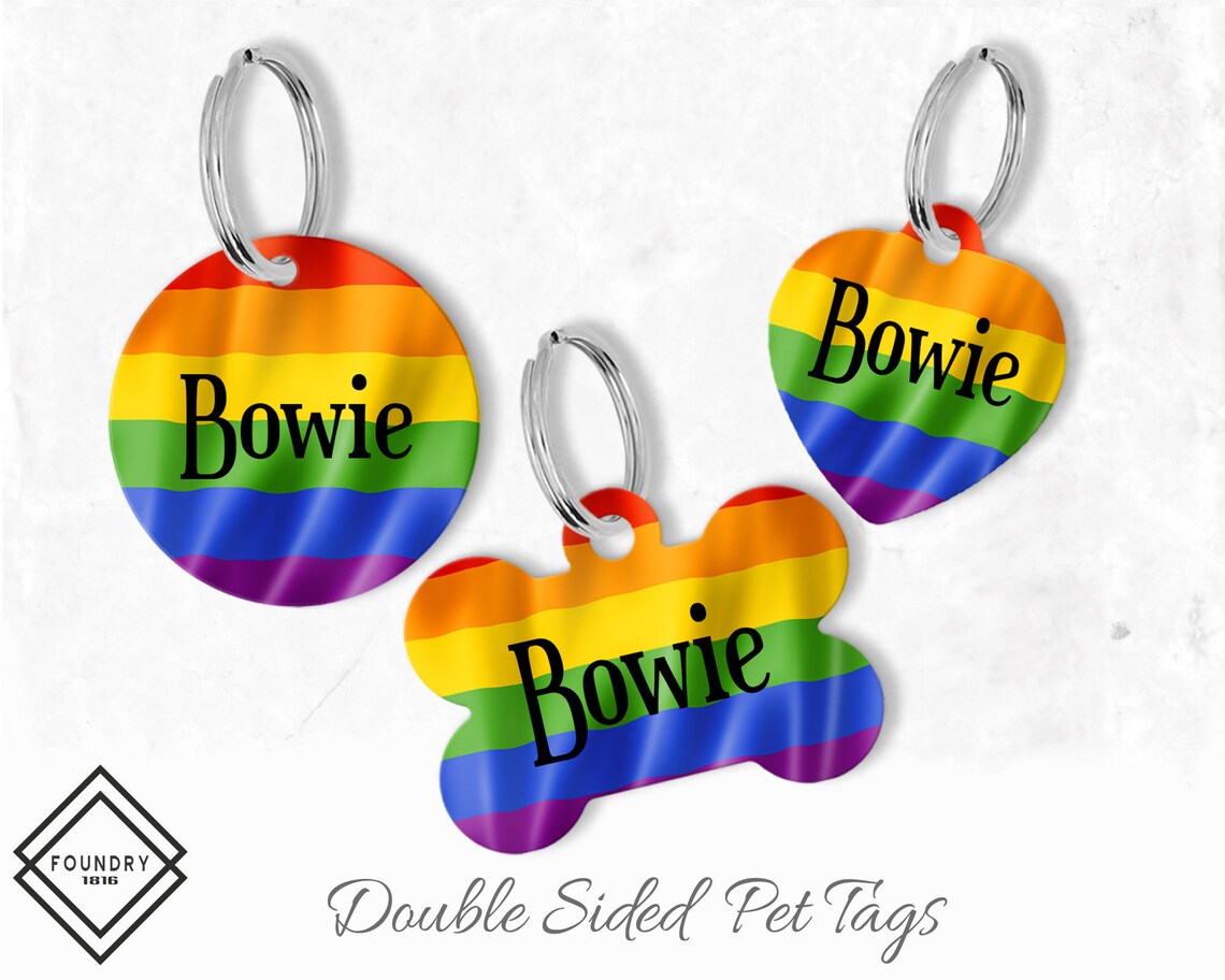 Gay pride dog tags for dogs Rainbow flag dog ID tag Etsy