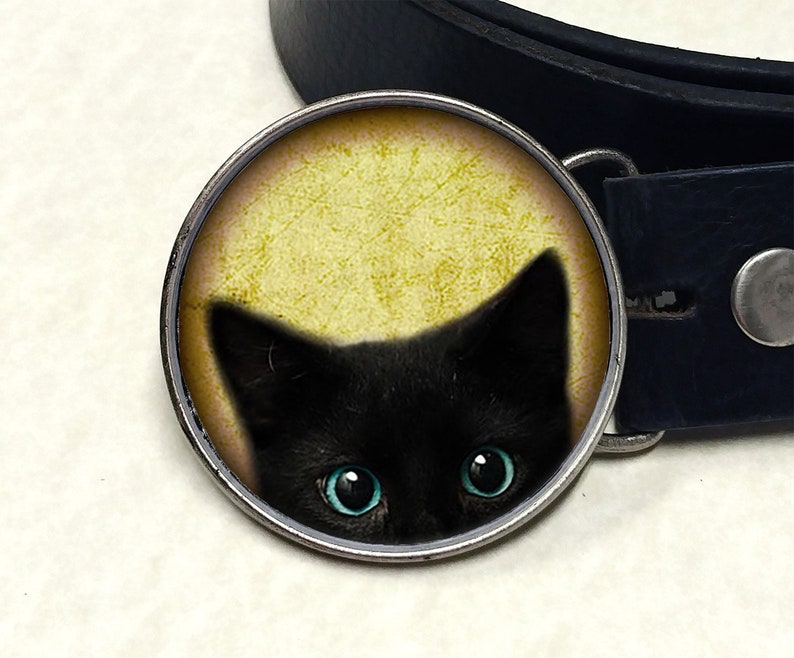 Black cat belt buckle Great gift for a cat lover Cat themed gift under 25 Cat mom