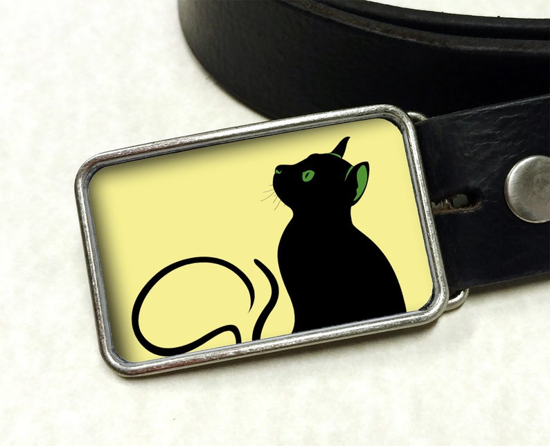 Black cat belt buckle Personalized gift for cat lover Choice Etsy