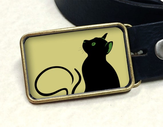 Black cat belt buckle Great gift for a cat lover Cat themed gift under 25 Cat mom