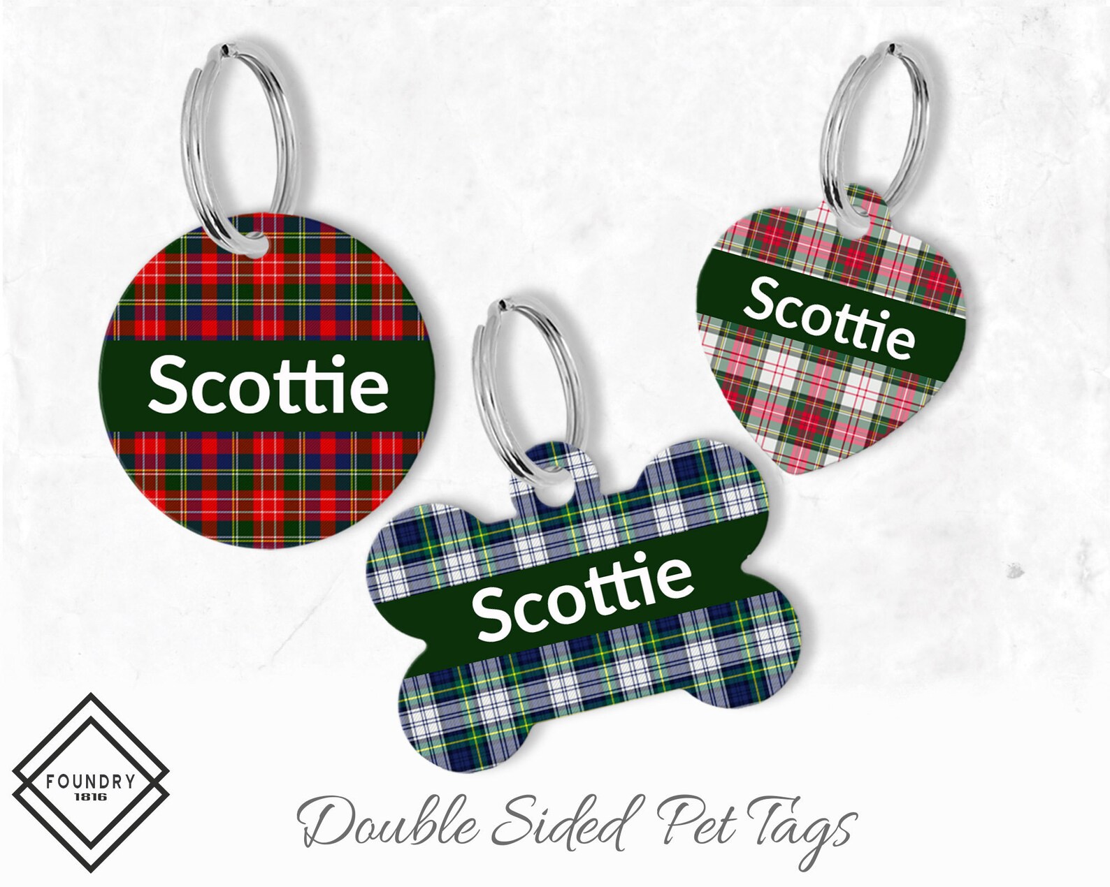 Tartan plaid dog tags for dogs Scottish pet tags Dog name Etsy