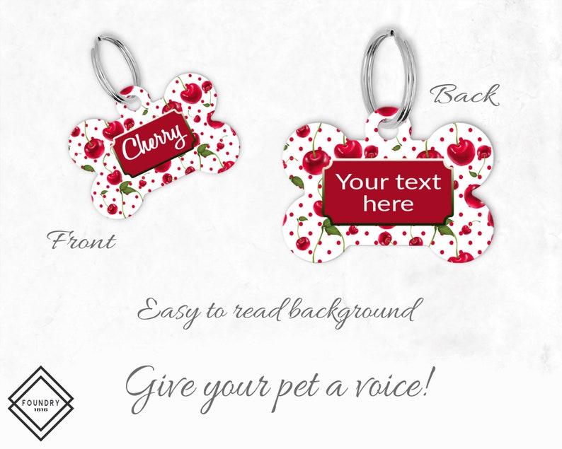 Cherry personalized dog tags for dogs Cherries pet tag Pet Etsy