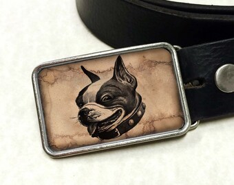Bulldog w/ Bone Metal Novelty Belt Buckle Bulldog w/ Bone Metal Novelty Belt Buckle