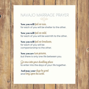 Navajo Marriage Prayer downloadable digital art for wedding, anniversary