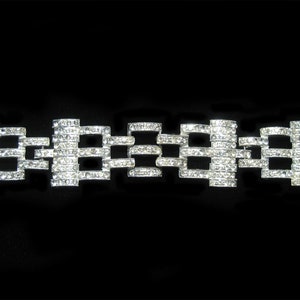 Vintage Deco Large Hinged Rhinestone Belt Buckle. 7&quot; x 1 1/4&quot;