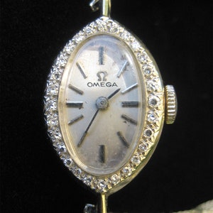 Vintage Ladies&#39; Omega Diamond Wrist Watch 14K White Gold.