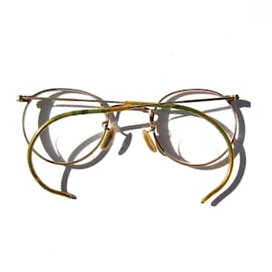 Vintage 30&#39;s 12K Gold Filled Wire Rim Full Vue Bifocal Round Reading Eyeglasses.