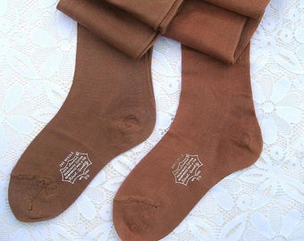 Vintage 20s Flapper Silver Seal Seamed Mercerized Cotton Stockings. Two Pair