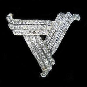 Vintage 30er 40er Jahre Strass Kleider-oder Pelz-Clip. Dreieckig