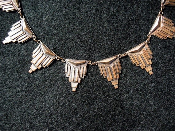 Vintage 20's Antique Art Deco Stamped Copper Neck… - image 2