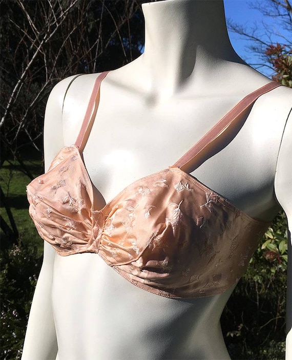 30s Peach Brocade Jesossl French Bra. 32B