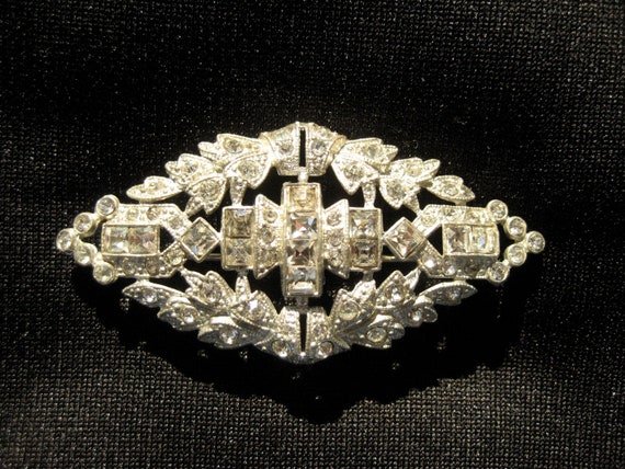 Vintage 30's 40's Diamond Shaped Glittering Rhine… - image 2