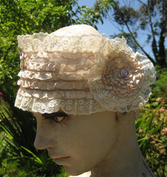 Antique 1920's Flapper Boudoir Bandeau, Valencienn