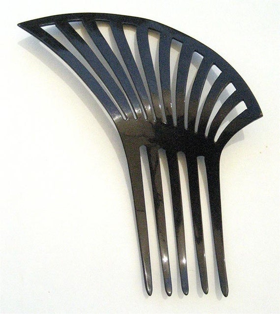 20's Deco Large Jet Paste Mantilla Hair Comb - image 2