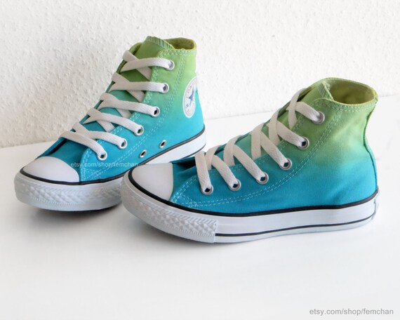 Neues Paar! Frühlingsgrün Türkis Dip dye Converse All Stars, Kinder, Ombré hohen Gipfeln, Sportschuhe, Turnschuhe, Größe EU 30 (UK 12, US 12,5) Neues Paar! Frühlingsgrün Türkis Dip dye Converse All Stars, Kinder, Ombré hohen Gipfeln, Sportschuhe, Turnschuhe, Größe EU 30 (UK 12, US 12,5)