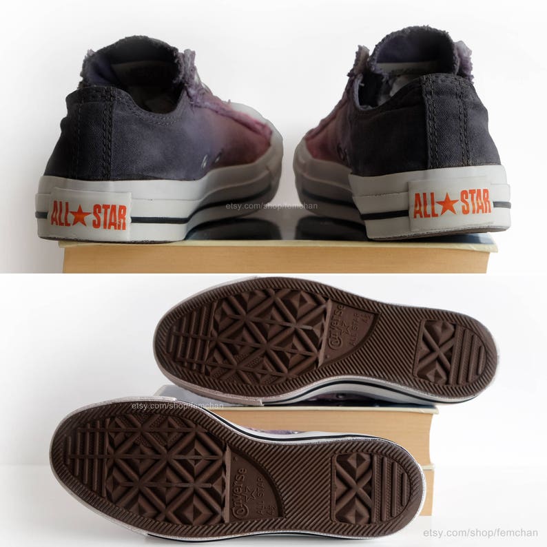 Tintura di tuffo ombré Converse, fiore rosa, blu grigio, slip on scarpe da ginnastica, tie dye, trasformato scarpe vintage, UE 37 (UK 4.5, noi uomini Tintura di tuffo ombré Converse, fiore rosa, blu grigio, slip on scarpe da ginnastica, tie dye, trasformato scarpe vintage, UE 37 (UK 4.5, noi uomini