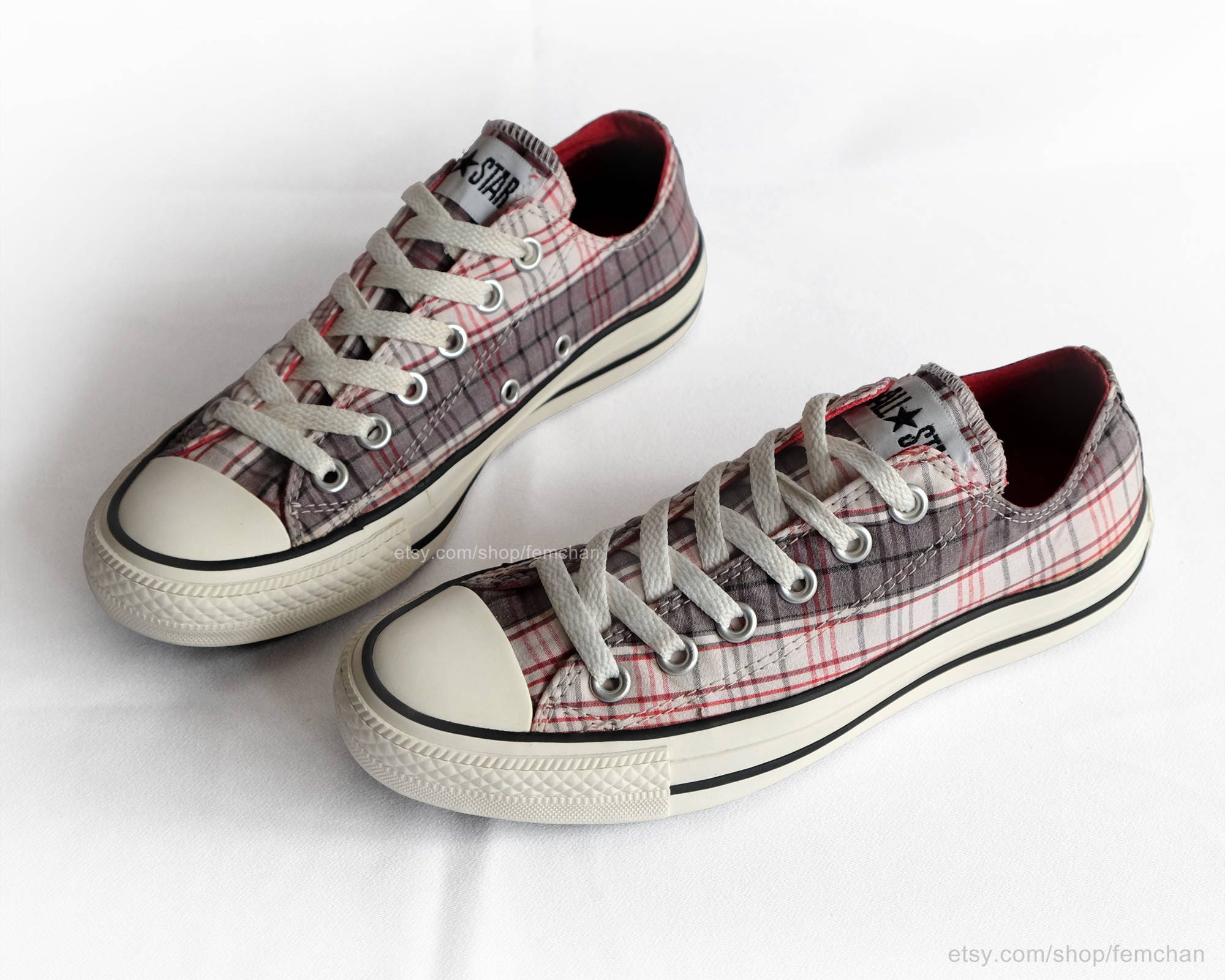 red and white checkered converse