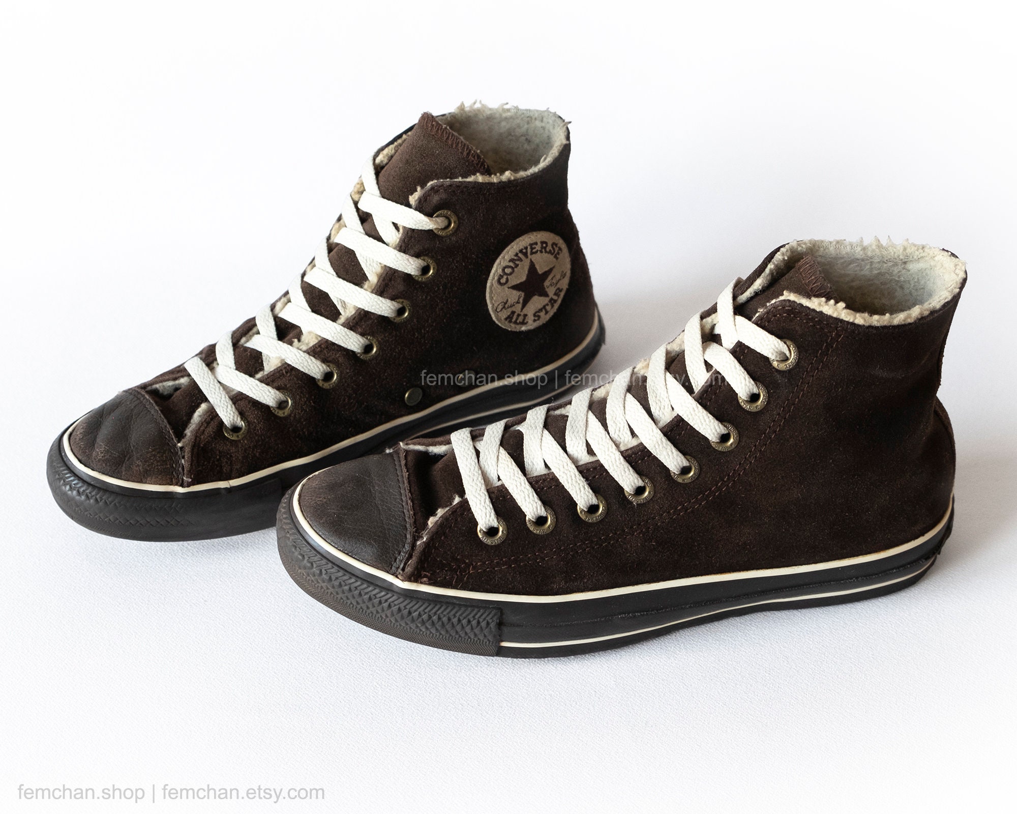 Converse All Stars in Chocolate Brown Suede With Faux Fleece - Etsy