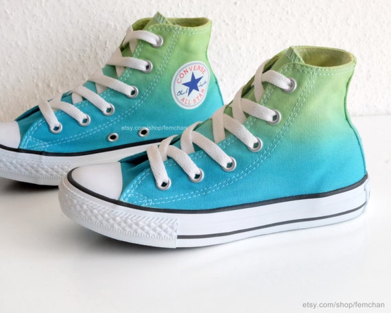 Neues Paar! Frühlingsgrün Türkis Dip dye Converse All Stars, Kinder, Ombré hohen Gipfeln, Sportschuhe, Turnschuhe, Größe EU 30 (UK 12, US 12,5) Neues Paar! Frühlingsgrün Türkis Dip dye Converse All Stars, Kinder, Ombré hohen Gipfeln, Sportschuhe, Turnschuhe, Größe EU 30 (UK 12, US 12,5)