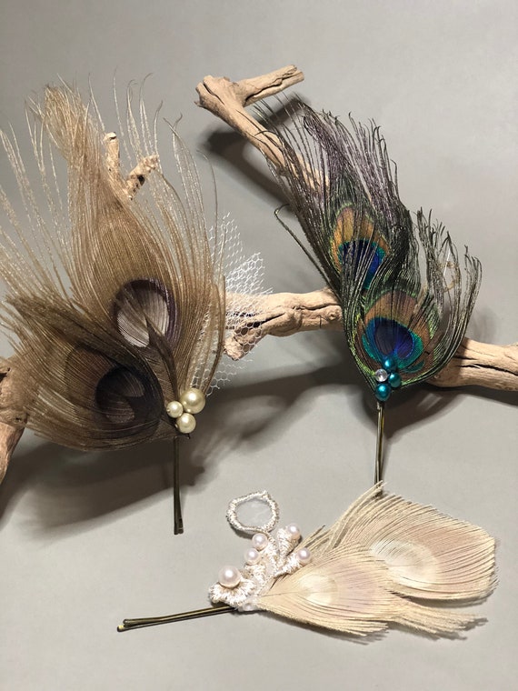 Sale Peacock Feather Pin Peacock Hair Clip Peacock Hair Etsy