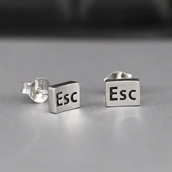 Earrings key esc keyboard sterling silver