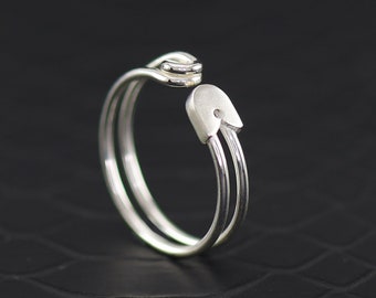 Safety pin ring, safety pin sterling silver, safety pin, nail ring, seamstress ring, dressmaker ring, safety pin jewelry, nail ring