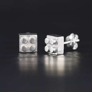 Oorbellen van bouwstenen, spelstukken van sterlingzilver, stenen