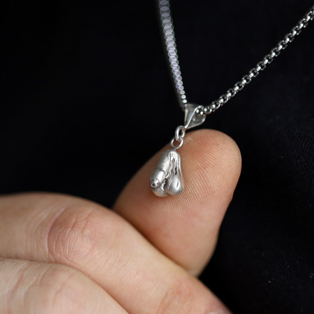 925 Sterling Silver Phallus Pendant – Biker Punk Mens Necklace TA20A
